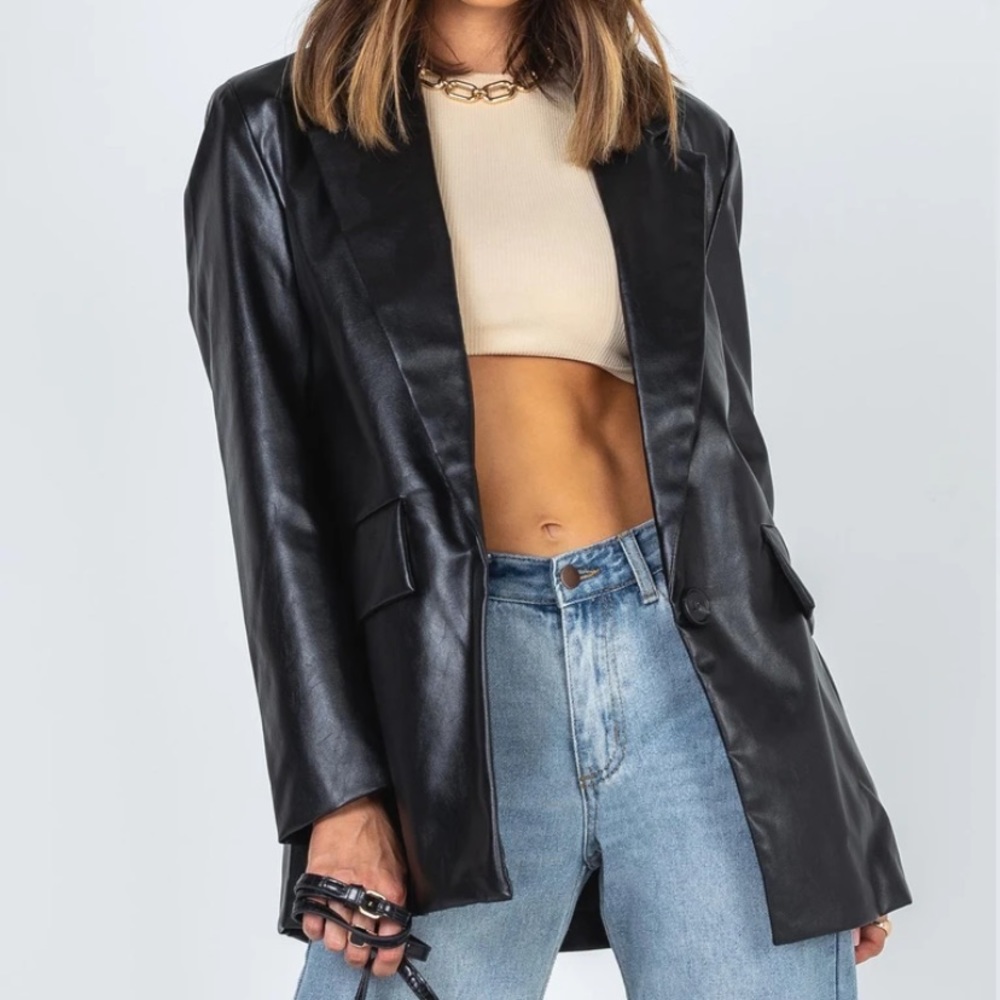 Faux Leather Blazer